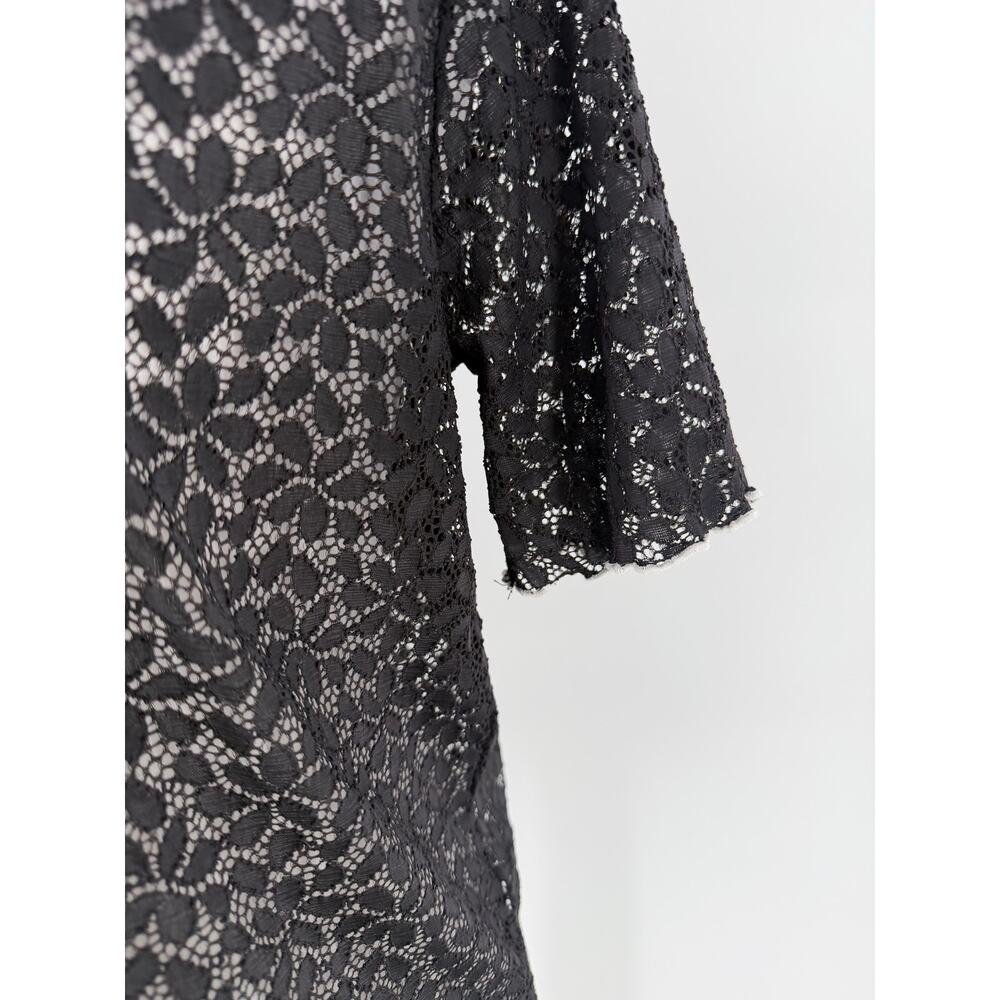 Zara Women’s Small Black Floral Lace Sheer Short Sleeve Blouse Top Romantic - Picture 2 of 10